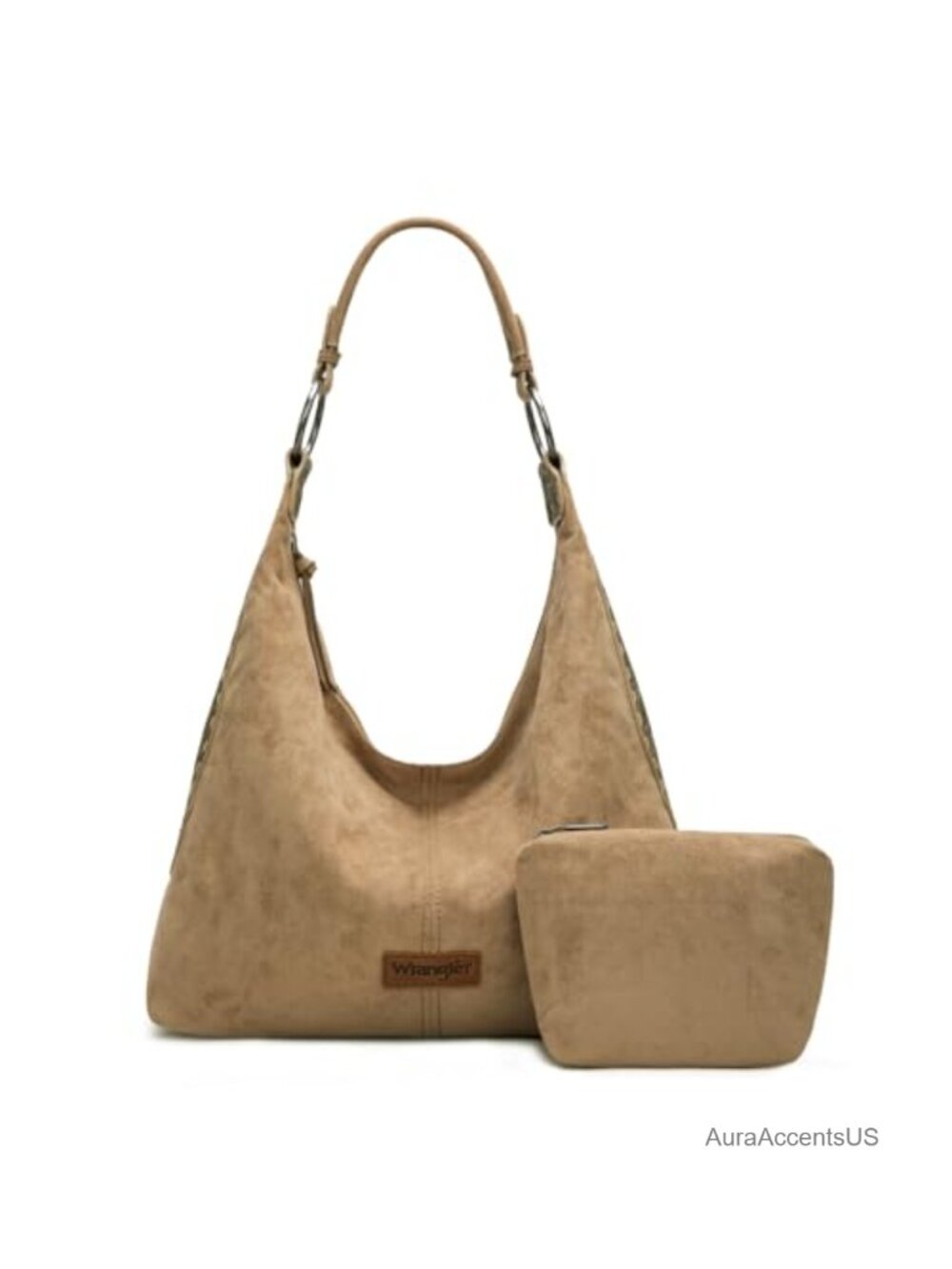 Suede Hobo Bag Slouchy Shoulder Purse 2Pc Set